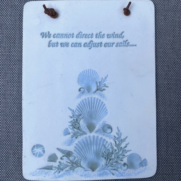 Coastal Cottage Seashell Wall Hanging Inspirational Quote Nautical Vintage - Picture 1 of 7